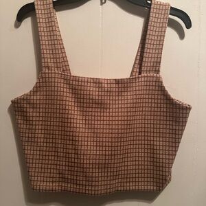 American Eagle Outfitters Brown Tan Fitted Crop Tank Top